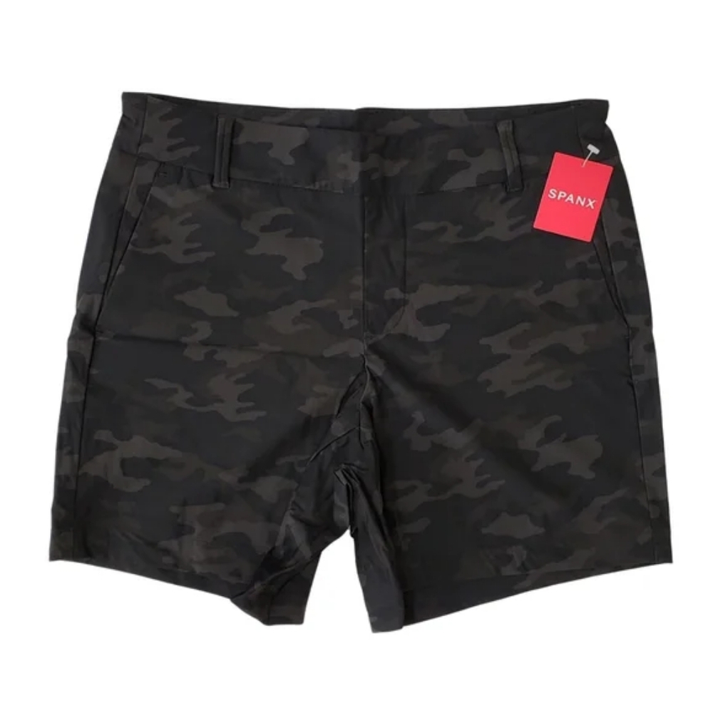 Spanx Sunshine Shorts 6" Women Pull-On Black Camo Vacation NWT